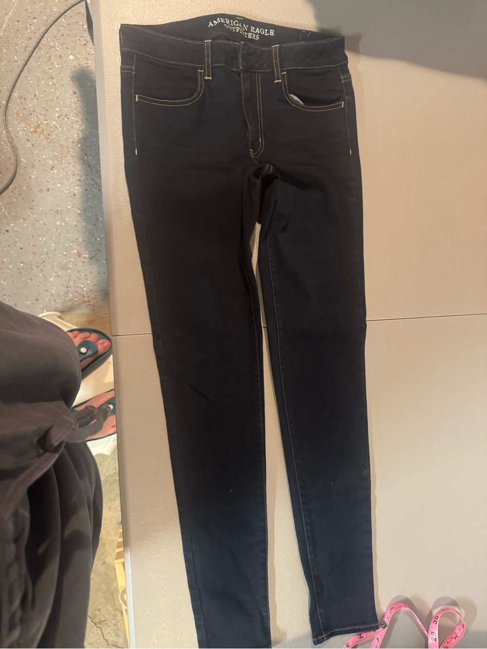 American Eagle Outfitters Black Skinny Jeans with Contrast Stitching
